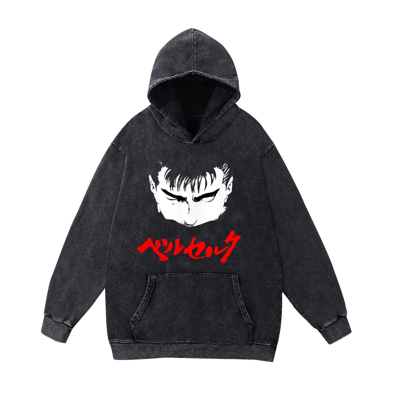 Berserk, the legend of the Sword style, is a casual and loose hoodie with printed patterns