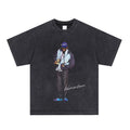 vintage washed and aged short-sleeved T-shirt, loose couple's five-quarter sleeve top