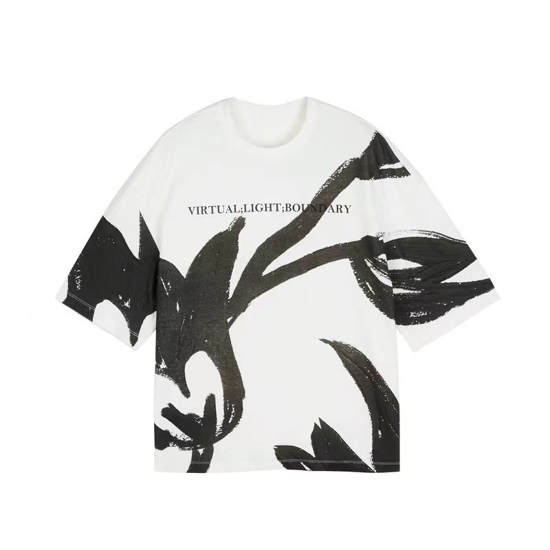 New Millennium men's T-shirt: Wearing a pullover on the streets of Hawaii, short-sleeved T-shirt, oversized