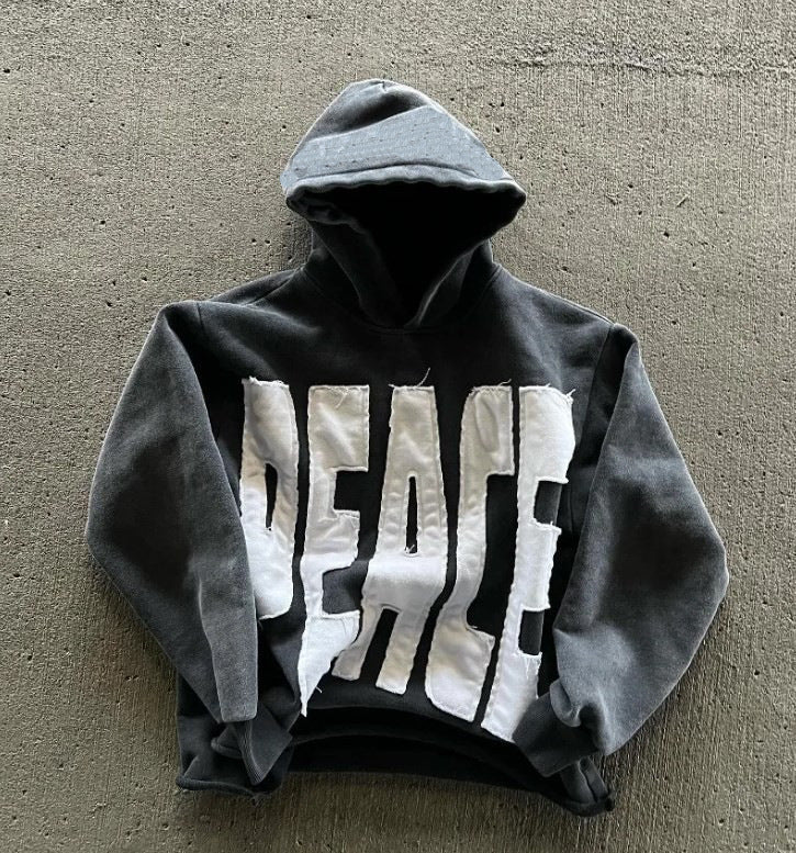 Spring and autumn hooded long-sleeved sweatshirt with letter print in street style