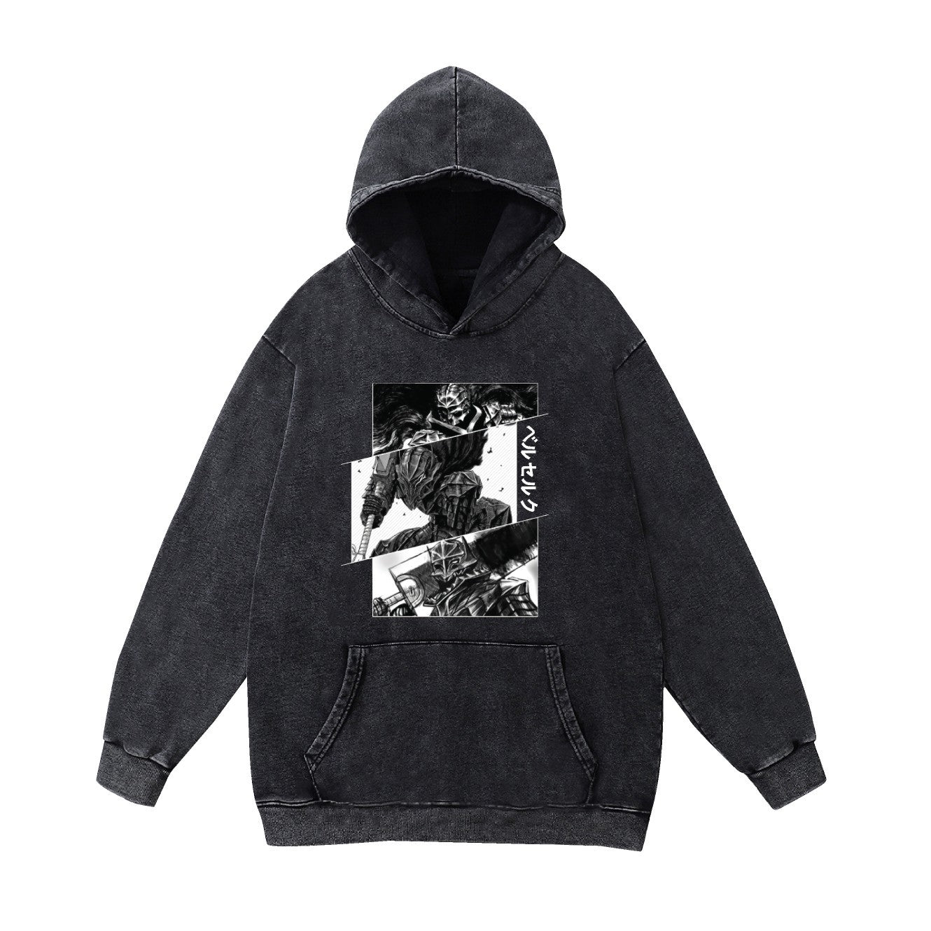 Berserk, the legend of the Sword style, is a casual and loose hoodie with printed patterns