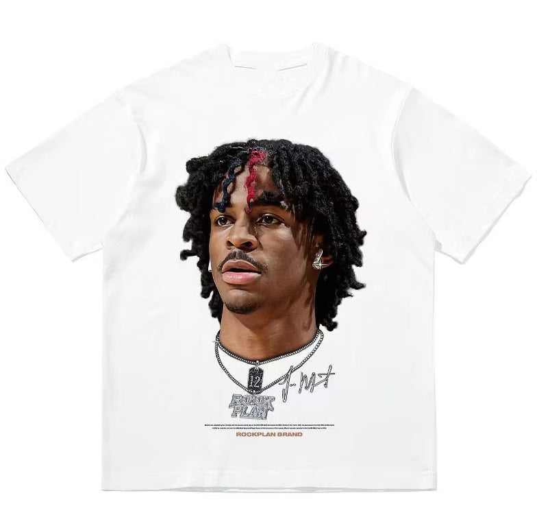 The American star printed short-sleeved T-shirt for men, with a high street design sense and loose top, is trendy