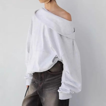 A polyester spring American-style casual short hooded sweatshirt