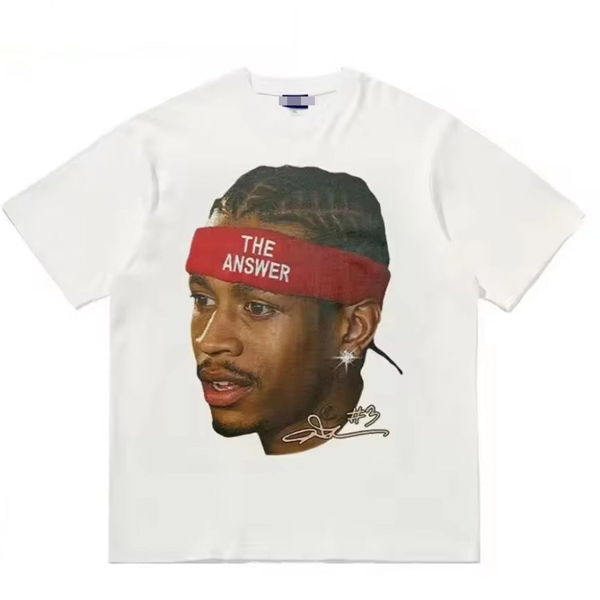 The American star printed short-sleeved T-shirt for men, with a high street design sense and loose top, is trendy