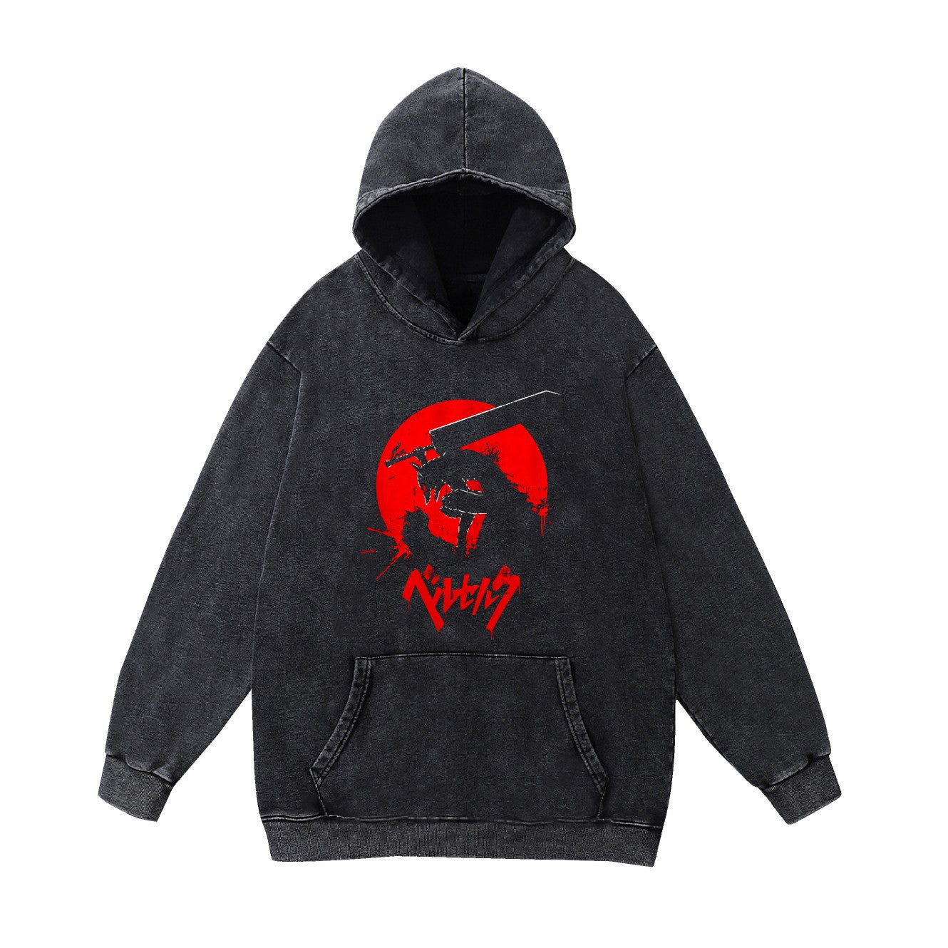 Berserk, the legend of the Sword style, is a casual and loose hoodie with printed patterns