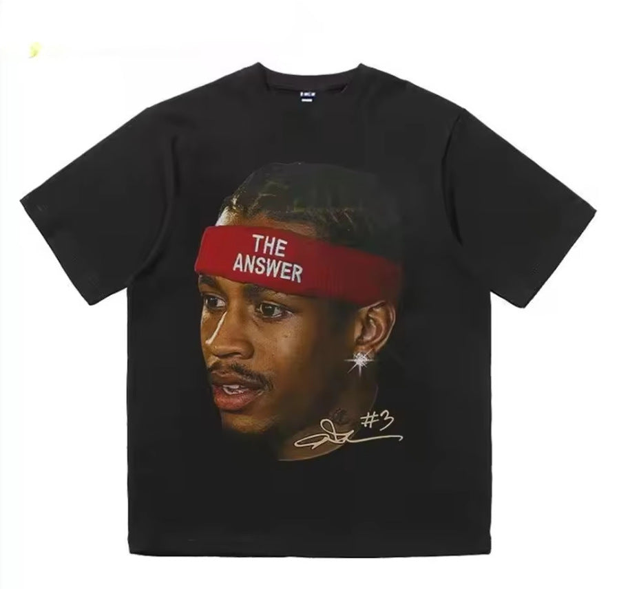 The American star printed short-sleeved T-shirt for men, with a high street design sense and loose top, is trendy